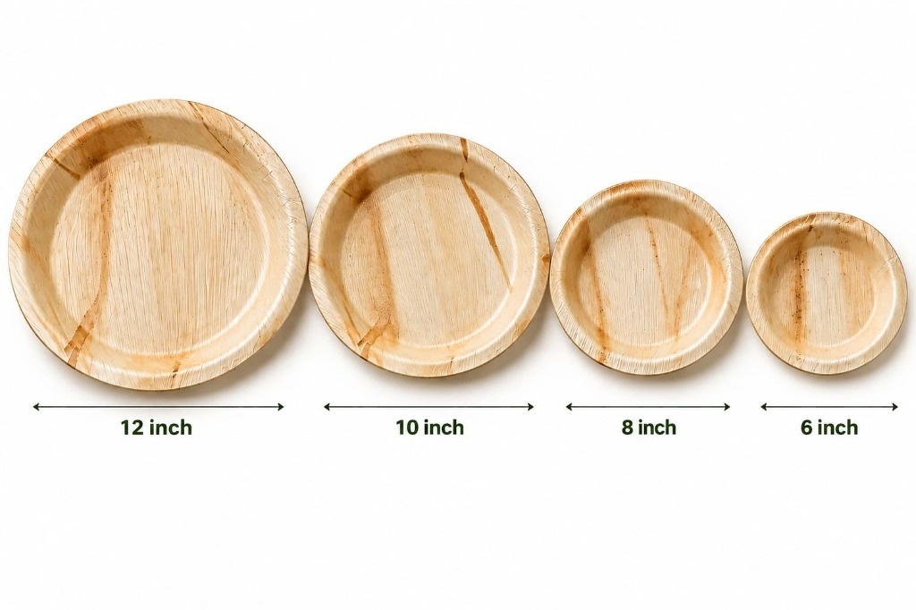 Avaniq Areca Plates Size Chart (12, 10, 8, 6 inch)