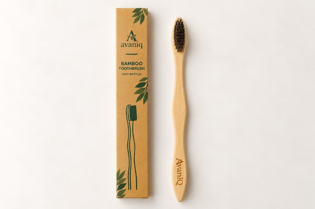 Avaniq Bamboo Toothbrush with Kraft Box Packaging